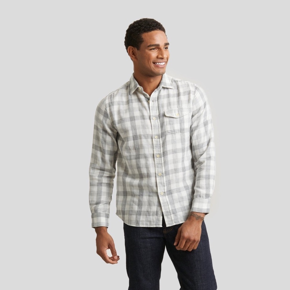 Grayers: XL, Durham Double Cloth Shirt - Heather Gray Gingham
